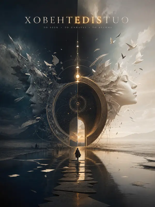 The portal-and-path artwork in the brand palette.